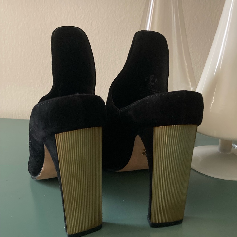 Donna Karan Suede Mule Heels